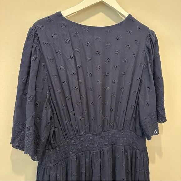 Boden Navy Lace Short Sleeve Maxi Dress Broderie Women’s Size 12 V Neck Long - Picture 16 of 16